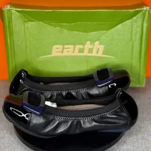 Earth Eclipse Ballet Flat Black Blue Buckle Size 6.5