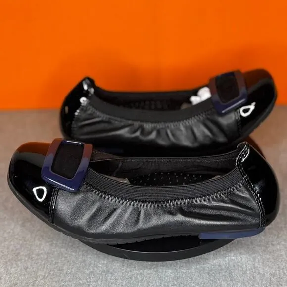 Earth Eclipse Ballet Flat Black Blue Buckle Size 6.5