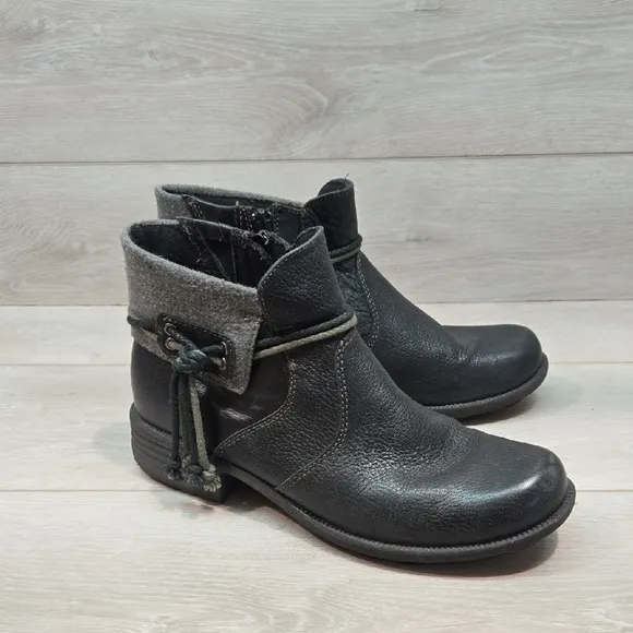 Earth Origis Women's Priya Black Ankle Leather Boots Shoes Sz 10M