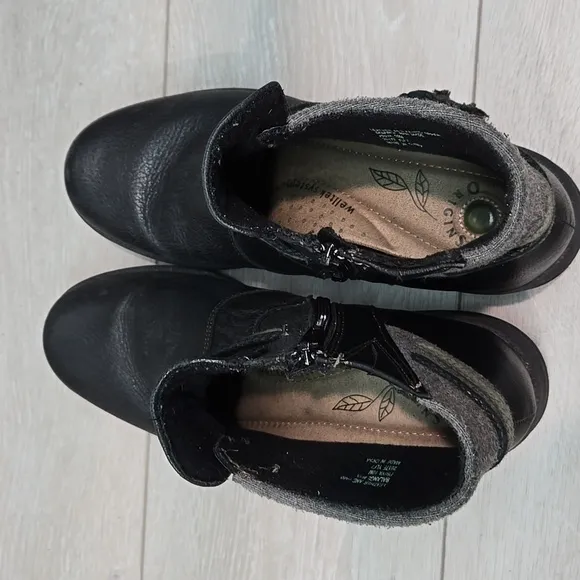 Earth Origis Women's Priya Black Ankle Leather Boots Shoes Sz 10M