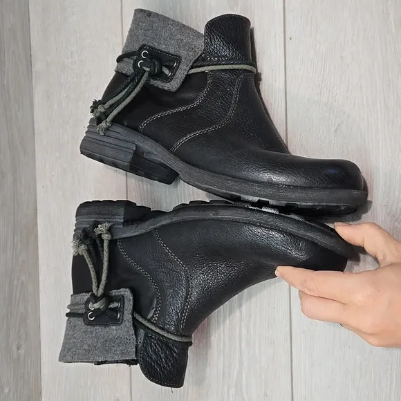 Earth Origis Women's Priya Black Ankle Leather Boots Shoes Sz 10M