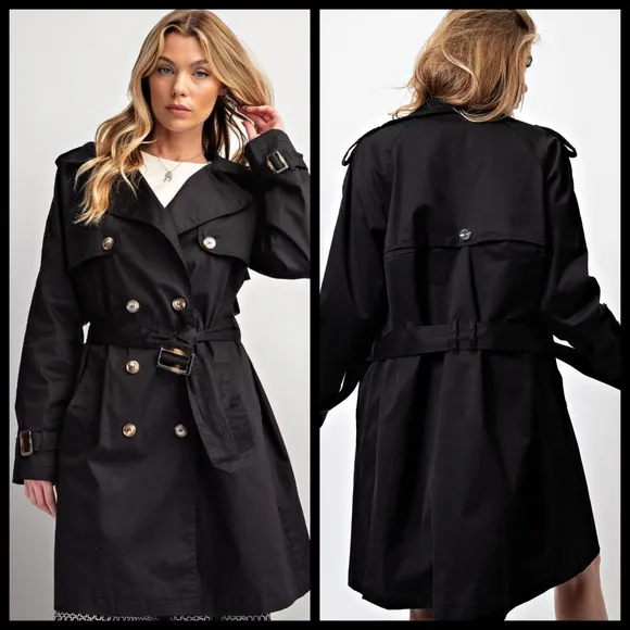 EASEL As Seen On Designated Survivor: Classic Double Breasted Belted Trench Coat
