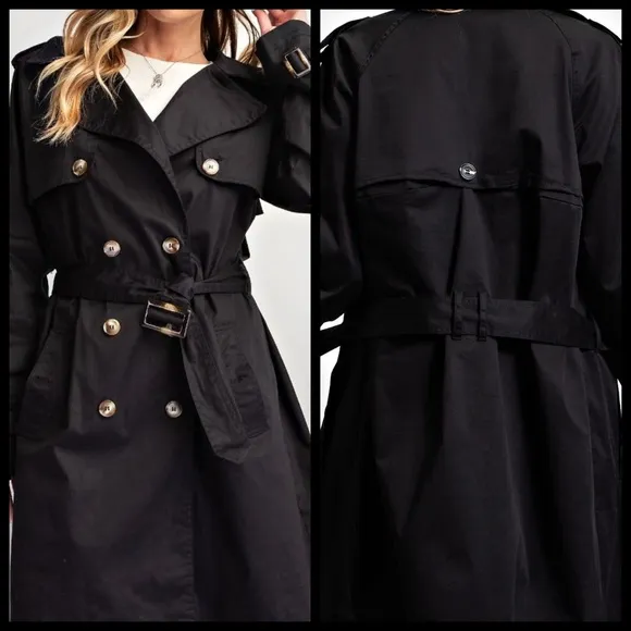 EASEL As Seen On Designated Survivor: Classic Double Breasted Belted Trench Coat