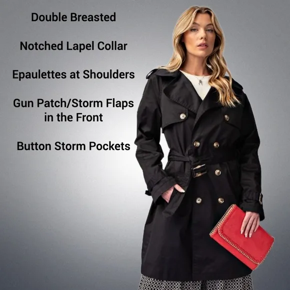 EASEL As Seen On Designated Survivor: Classic Double Breasted Belted Trench Coat