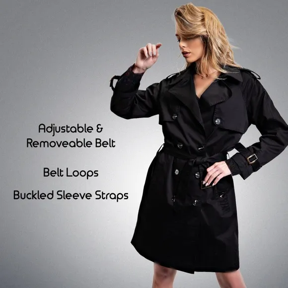 EASEL As Seen On Designated Survivor: Classic Double Breasted Belted Trench Coat
