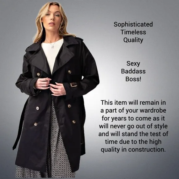 EASEL As Seen On Designated Survivor: Classic Double Breasted Belted Trench Coat