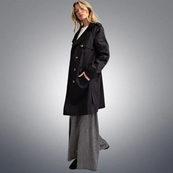 EASEL As Seen On Designated Survivor: Classic Double Breasted Belted Trench Coat
