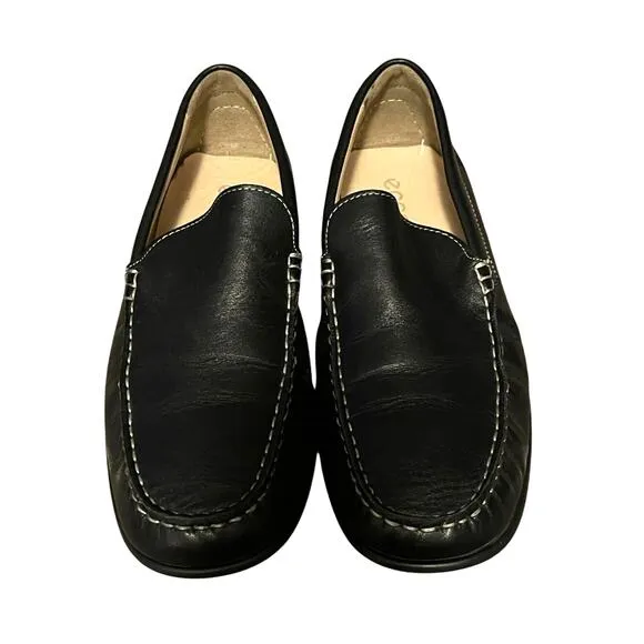 ECCO 10.5 Extra Wide Moc 2.0 LEATHER Driving Loafer Slip-On Dress Shoes Black 44