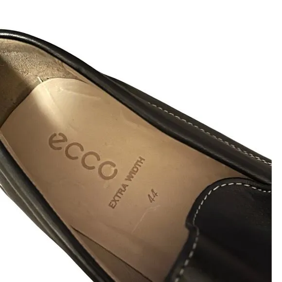 ECCO 10.5 Extra Wide Moc 2.0 LEATHER Driving Loafer Slip-On Dress Shoes Black 44