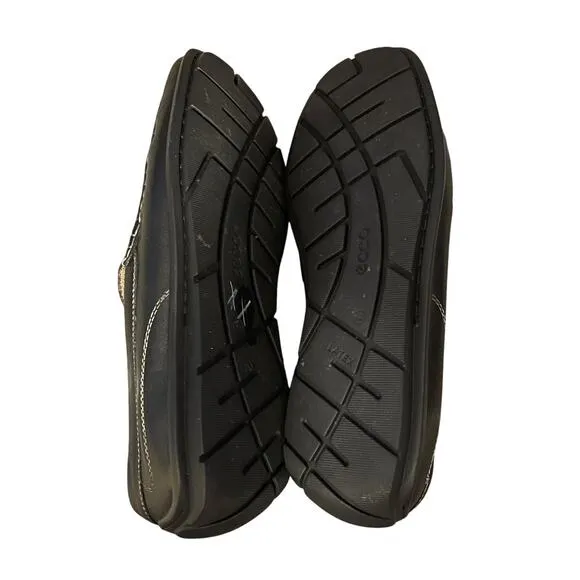ECCO 10.5 Extra Wide Moc 2.0 LEATHER Driving Loafer Slip-On Dress Shoes Black 44