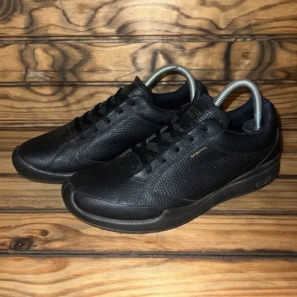 Ecco Biom Golf Hybrid Shoes Womens Size US 8 - 8.5 Black Leather EU 39 Spikeless