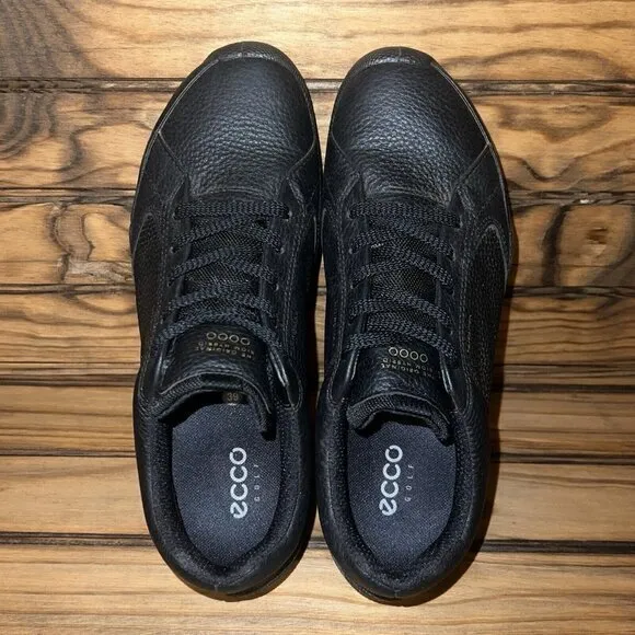 Ecco Biom Golf Hybrid Shoes Womens Size US 8 - 8.5 Black Leather EU 39 Spikeless