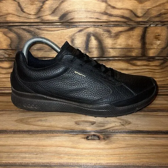 Ecco Biom Golf Hybrid Shoes Womens Size US 8 - 8.5 Black Leather EU 39 Spikeless