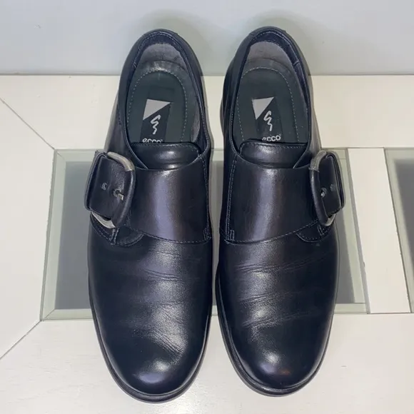 Ecco Black Genuine Leather Buckle Monk Strap Loafer-Women’s Size 41 (US 10-10.5)