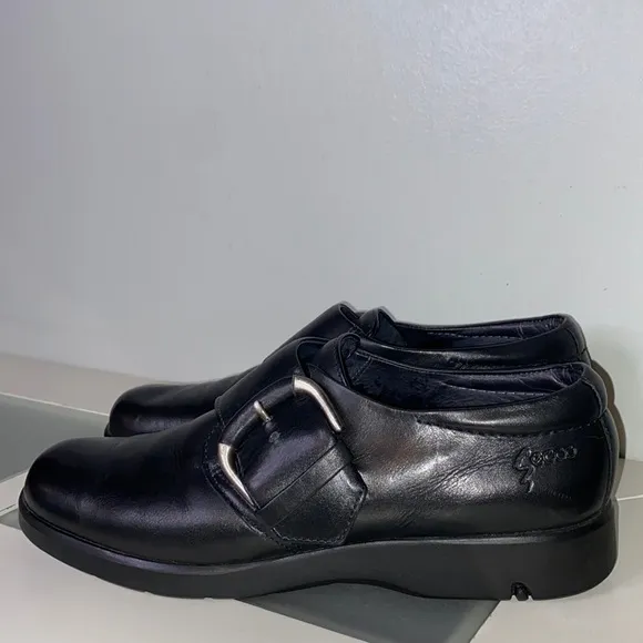 Ecco Black Genuine Leather Buckle Monk Strap Loafer-Women’s Size 41 (US 10-10.5)