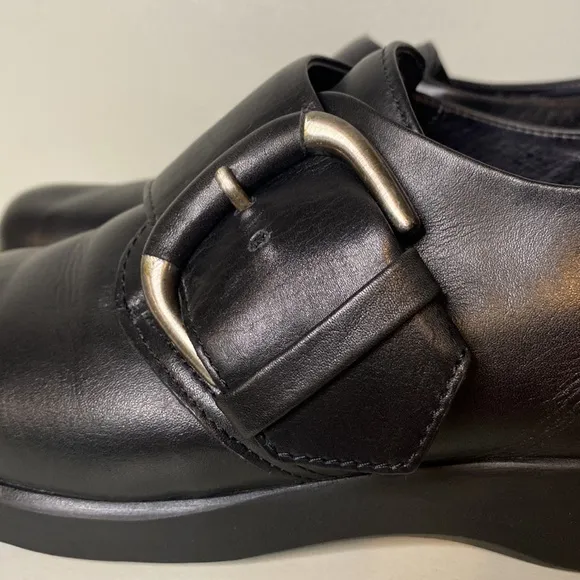 Ecco Black Genuine Leather Buckle Monk Strap Loafer-Women’s Size 41 (US 10-10.5)