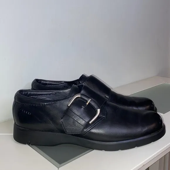 Ecco Black Genuine Leather Buckle Monk Strap Loafer-Women’s Size 41 (US 10-10.5)