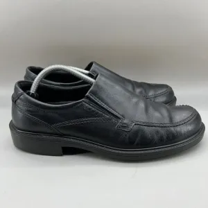 ECCO Helsinki Men's Size 10.5 Shoes Black Leather Slip-On Bike Toe Loafer Casual