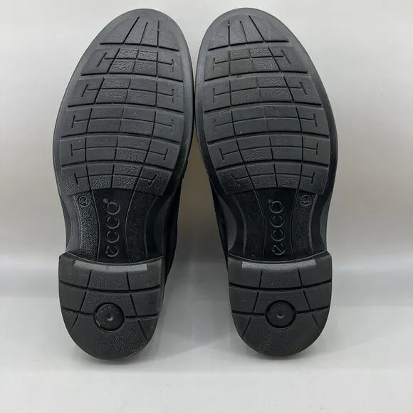 ECCO Helsinki Men's Size 10.5 Shoes Black Leather Slip-On Bike Toe Loafer Casual