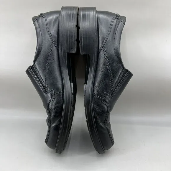ECCO Helsinki Men's Size 10.5 Shoes Black Leather Slip-On Bike Toe Loafer Casual