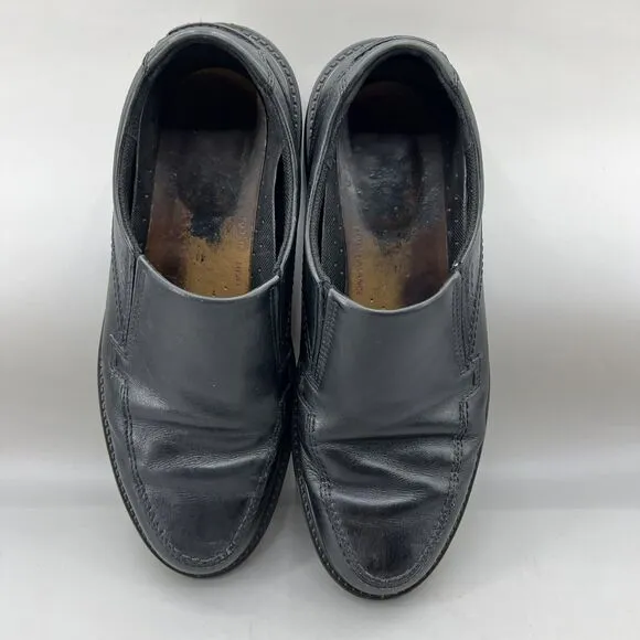 ECCO Helsinki Men's Size 10.5 Shoes Black Leather Slip-On Bike Toe Loafer Casual