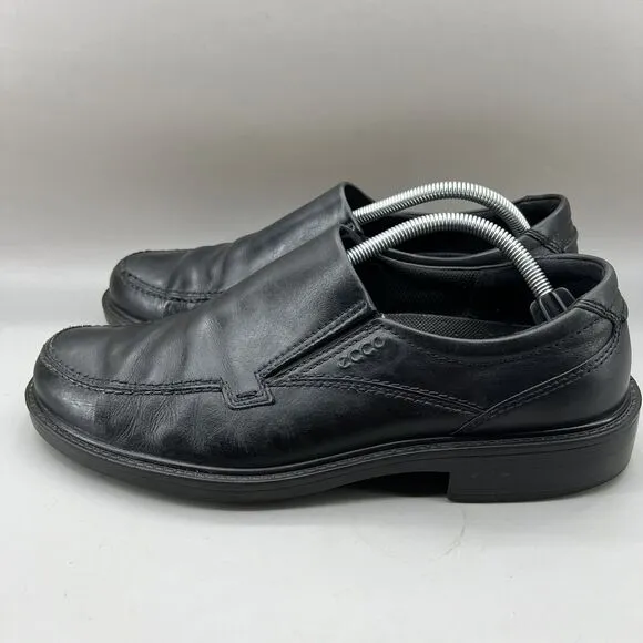 ECCO Helsinki Men's Size 10.5 Shoes Black Leather Slip-On Bike Toe Loafer Casual
