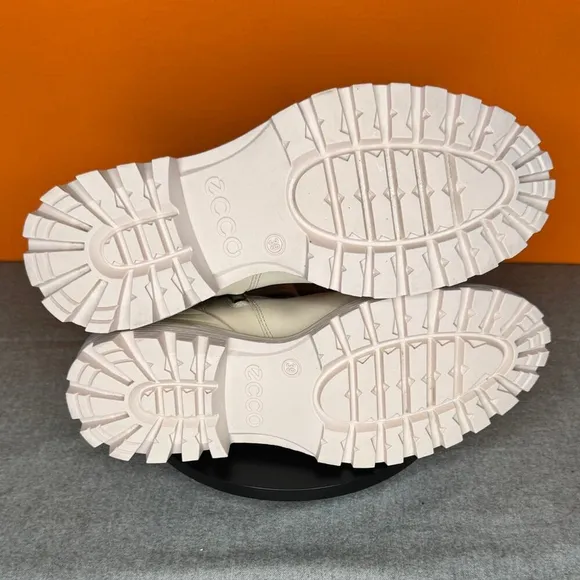 Ecco Limestone TredTray White Leather Double Zip Up Bootie EU 39 US 8 - 8.5
