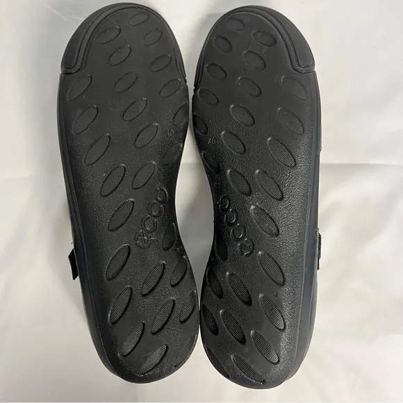 Ecco Mary Jane Comfort Shoes Womens Sz 40, US 9.5 Black Leather Adjustable Strap