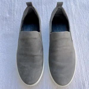Ecco Men Gray Leather Slip On Shoes Size 10