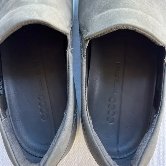 Ecco Men Gray Leather Slip On Shoes Size 10