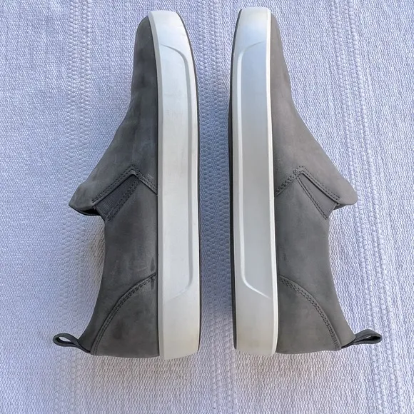 Ecco Men Gray Leather Slip On Shoes Size 10