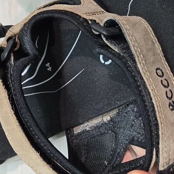 Ecco Mens Yucatan Leather Hook&amp;loop Outdoor Hiking Sandals shoes sz 44/10-10.5