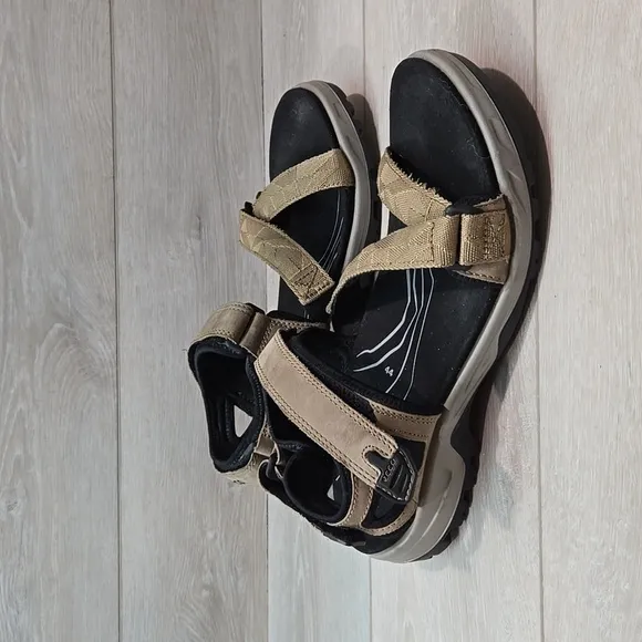 Ecco Mens Yucatan Leather Hook&amp;loop Outdoor Hiking Sandals shoes sz 44/10-10.5