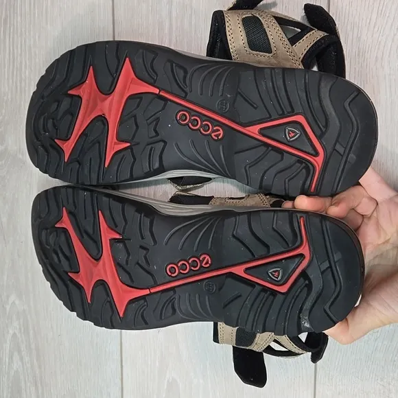 Ecco Mens Yucatan Leather Hook&amp;loop Outdoor Hiking Sandals shoes sz 44/10-10.5