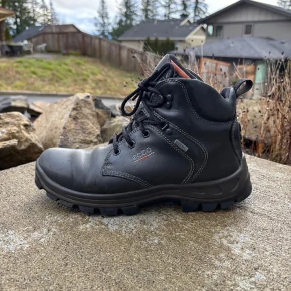 Ecco Rugged Track GTX Black Leather Boots Hiking Men's US Size 8 - 8.5 G…