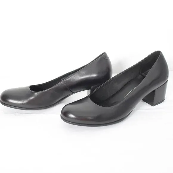ECCO sculptured 45 Women's Leather Block-Heeled Pump Size 5-5.5 NIB