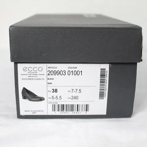 ECCO sculptured 45 Women's Leather Block-Heeled Pump Size 5-5.5 NIB