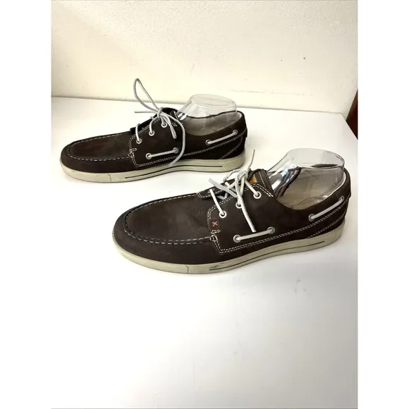 Ecco Shoes Men's 45 11-11.5 Boat Lace Up Brown Suede Leather Casual