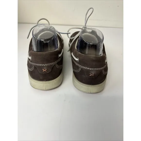 Ecco Shoes Men's 45 11-11.5 Boat Lace Up Brown Suede Leather Casual
