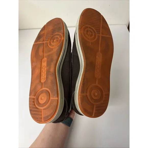 Ecco Shoes Men's 45 11-11.5 Boat Lace Up Brown Suede Leather Casual