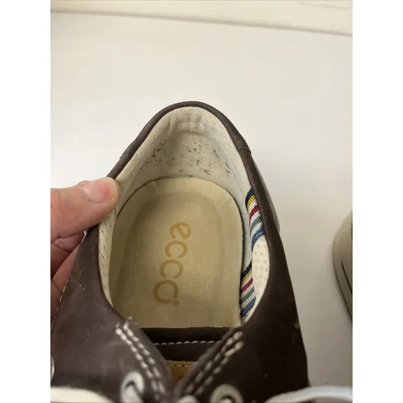 Ecco Shoes Men's 45 11-11.5 Boat Lace Up Brown Suede Leather Casual