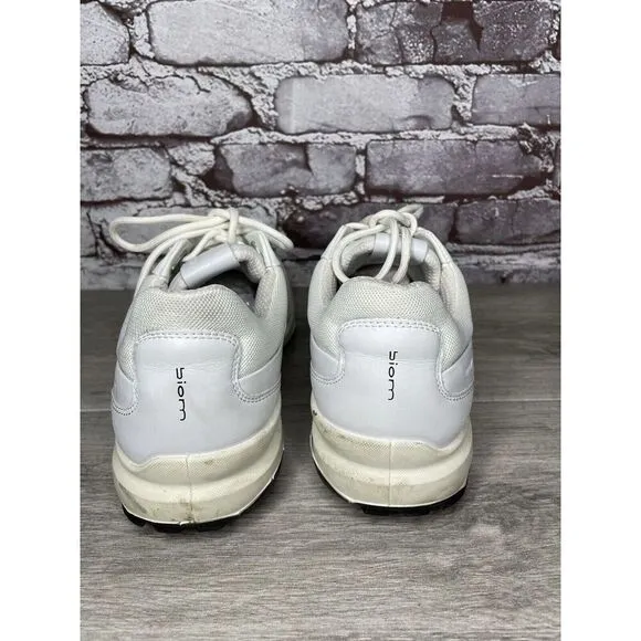 ECCO White Leather Lace Up Casual Spikeless Golf Shoes Men Sz 42EU/9M US