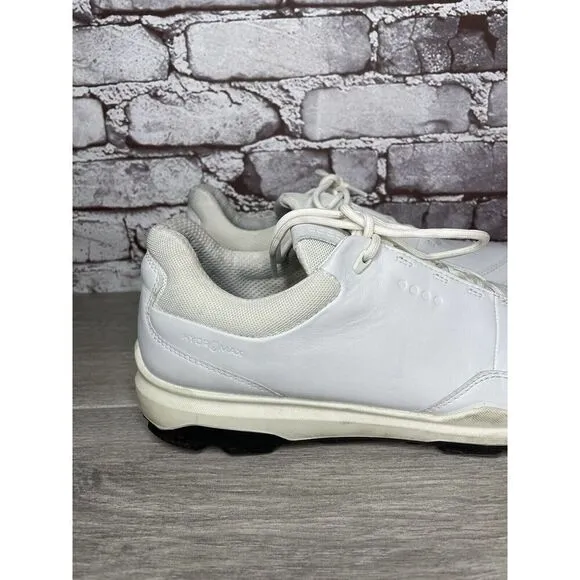ECCO White Leather Lace Up Casual Spikeless Golf Shoes Men Sz 42EU/9M US