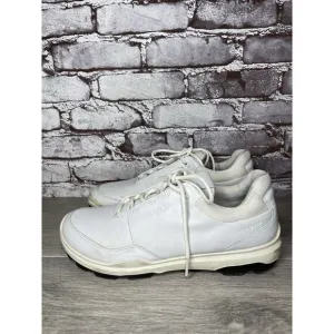 ECCO White Leather Lace Up Casual Spikeless Golf Shoes Men Sz 42EU/9M US