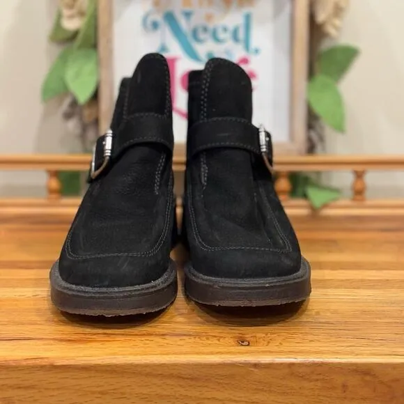 Ecco Women's Suede Leather Water-Resistant buckle Ankle Boots Black Size 37