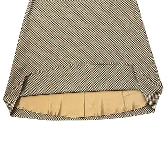 Eddie Bauer Vintage Checkered Plaid Wool Maxi Skirt Brown Women's Size 16 Tall