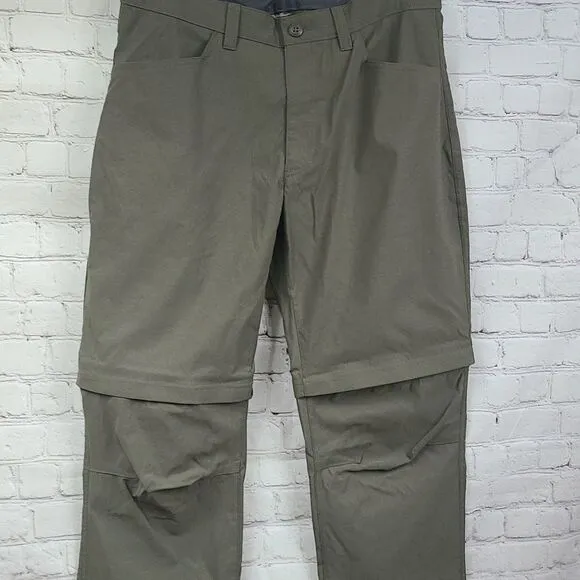 Eddie Bauer 38x34 Convertible Tech Pant Water Repellent UPF50 Green Men's