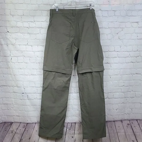 Eddie Bauer 38x34 Convertible Tech Pant Water Repellent UPF50 Green Men's