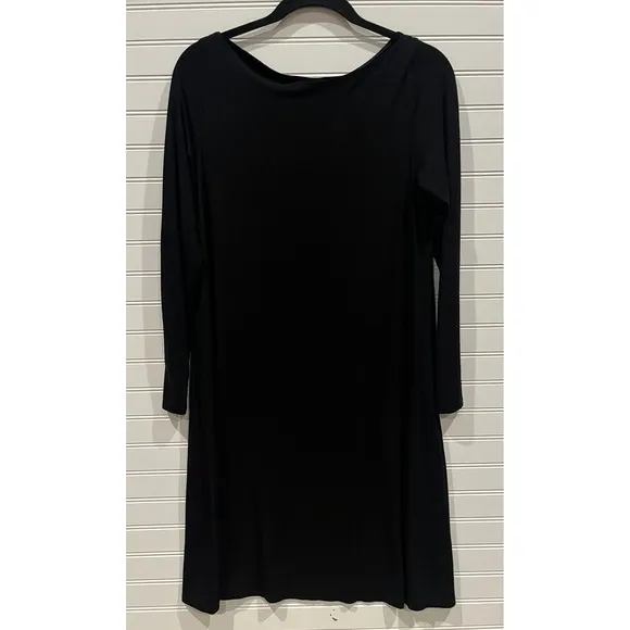 Eileen Fisher Black Dress Long Sleeve Minimalist Casual Size M