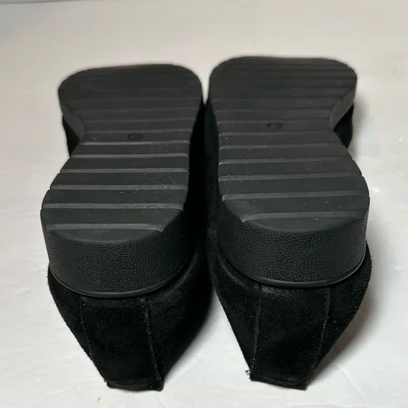 Eileen Fisher Black Suede Humor Almond Toe Wedge Ballet Flat- Size 8.5